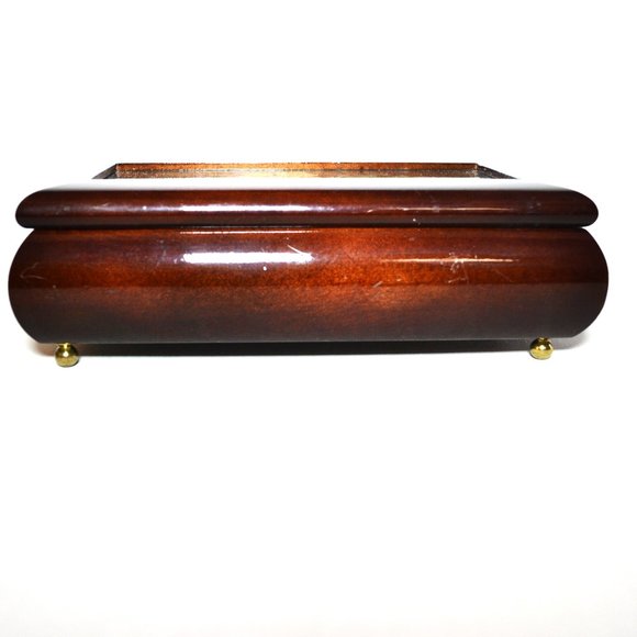 Vintage Gloss Finish Wooden Music Box Jewelry Storage Ladies Dresser Vanity - Picture 8 of 13